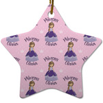 Custom Princess Star Ceramic Ornament w/ Name All Over
