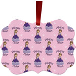 Custom Princess Metal Frame Ornament - Double Sided w/ Name All Over