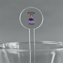 Custom Princess 7" Round Plastic Stir Sticks - Clear (Personalized)
