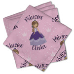 Custom Princess Cloth Cocktail Napkins - Set of 4 w/ Name All Over
