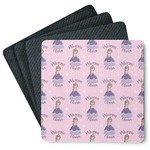 Custom Princess Square Rubber Backed Coasters - Set of 4 (Personalized)