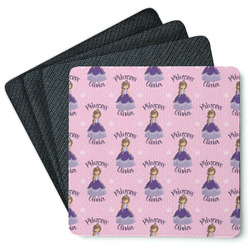 Custom Princess Square Rubber Backed Coasters - Set of 4 (Personalized)