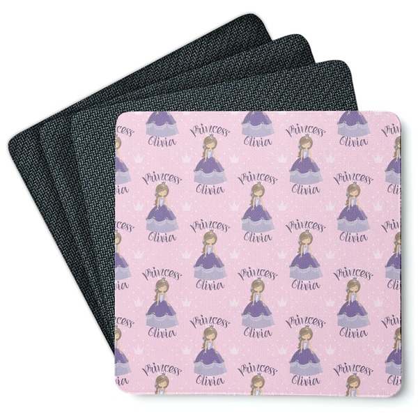 Custom Custom Princess Square Rubber Backed Coasters - Set of 4 (Personalized)