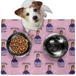 Custom Princess Dog Food Mat - Medium w/ Name All Over