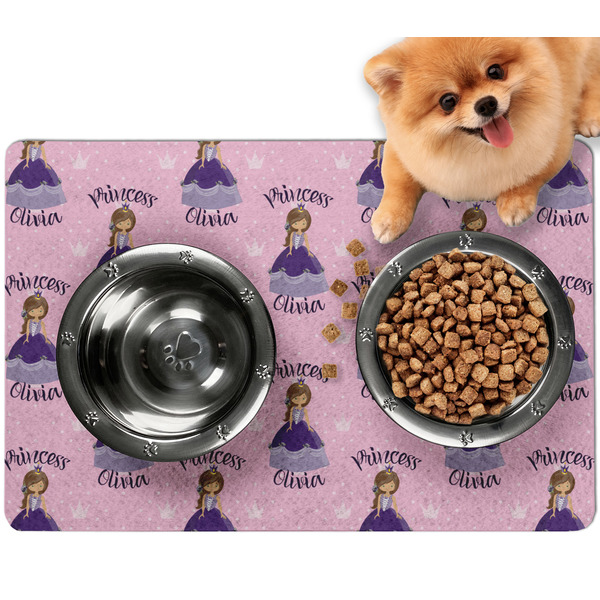 Custom Custom Princess Dog Food Mat - Small w/ Name All Over