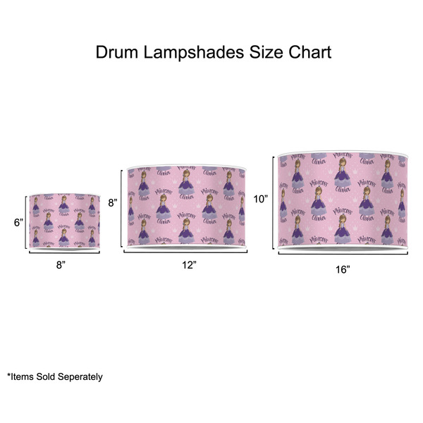 Custom Princess Drum Lampshades - Sizing Chart