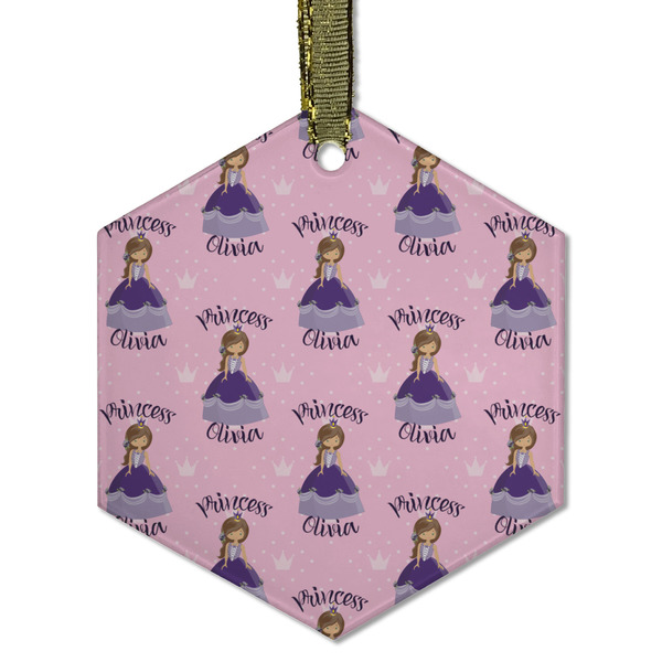 Custom Princess Frosted Glass Ornament - Hexagon