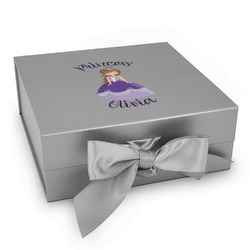 Custom Princess Gift Box with Magnetic Lid - Silver (Personalized)