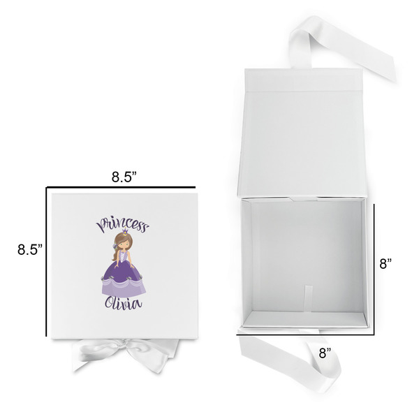 Custom Princess Gift Boxes with Magnetic Lid - White - Open & Closed