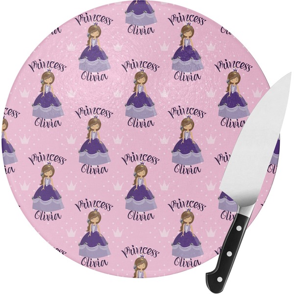 Custom Custom Princess Round Glass Cutting Board (Personalized)