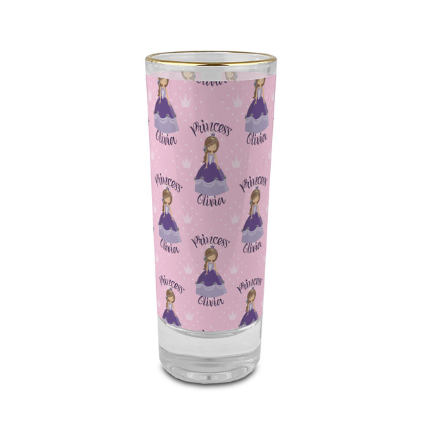 Custom Custom Princess 2 oz Shot Glass -  Glass with Gold Rim - Single (Personalized)