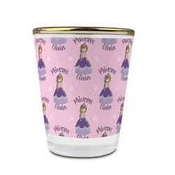 Custom Princess Glass Shot Glass - 1.5 oz - with Gold Rim - Set of 4 (Personalized)