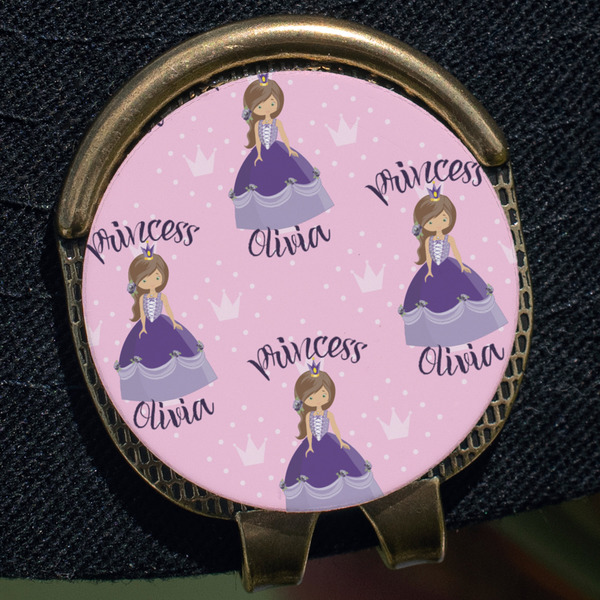 Custom Princess Golf Ball Marker Hat Clip - Gold - Close Up