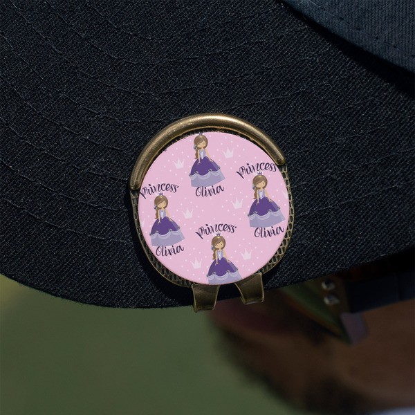 Custom Princess Golf Ball Marker Hat Clip - Gold - On Hat