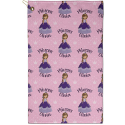 Custom Princess Golf Towel - Poly-Cotton Blend - Small w/ Name All Over