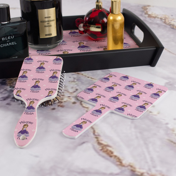 Custom Princess Hair Brush and Hand Mirror - Bathroom Scene
