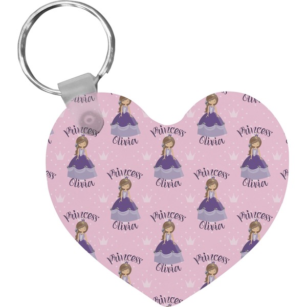 Custom Custom Princess Heart Plastic Keychain w/ Name All Over