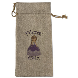 Custom Princess Large Burlap Gift Bag - Front (Personalized)