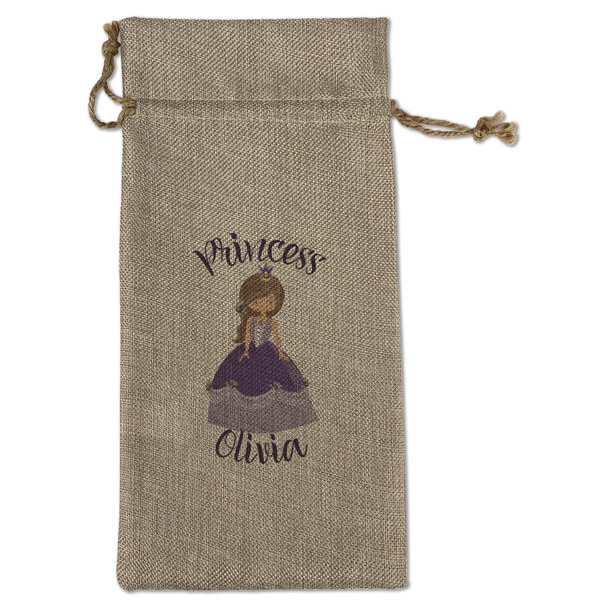Custom Custom Princess Large Burlap Gift Bag - Front (Personalized)