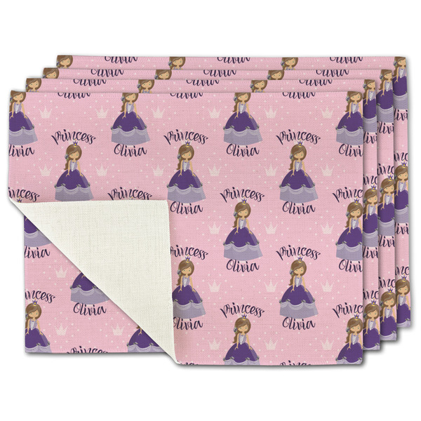 Custom Custom Princess Single-Sided Linen Placemat - Set of 4 w/ Name All Over