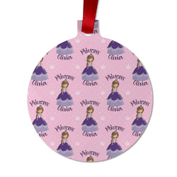 Custom Princess Metal Ball Ornament - Double Sided w/ Name All Over
