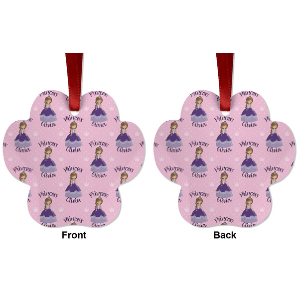 Custom Princess Metal Paw Ornament - Front and Back