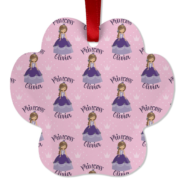 Custom Custom Princess Metal Paw Ornament - Double Sided w/ Name All Over
