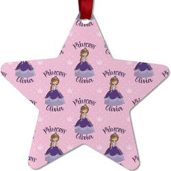 Custom Princess Metal Star Ornament - Double Sided w/ Name All Over