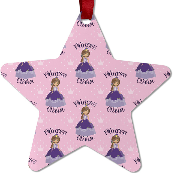 Custom Custom Princess Metal Star Ornament - Double Sided w/ Name All Over