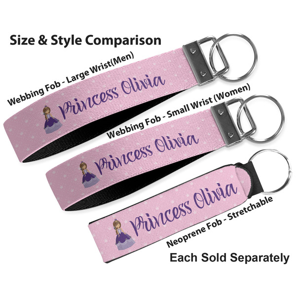 Custom Princess Multiple Key Ring comparison sizes