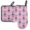 Custom Princess Left Oven Mitt & Pot Holder Set w/ Name All Over