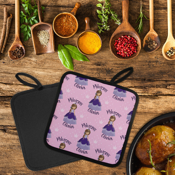 Custom Princess Neoprene Pot Holder - Set of 2  LIFESTYLE (Flatlay)
