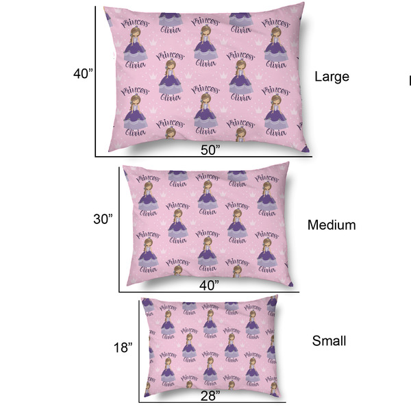 Custom Princess Outdoor Dog Beds - SIZE CHART