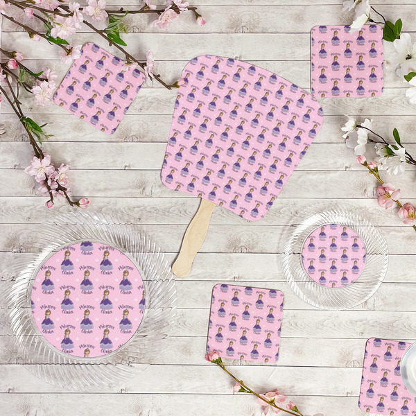 Custom Princess Party Supplies Combination Image - All items - Plates, Coasters, Fans