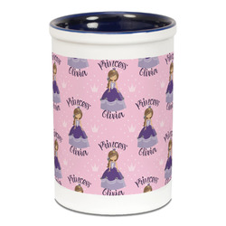Custom Princess Ceramic Pencil Holders - Blue