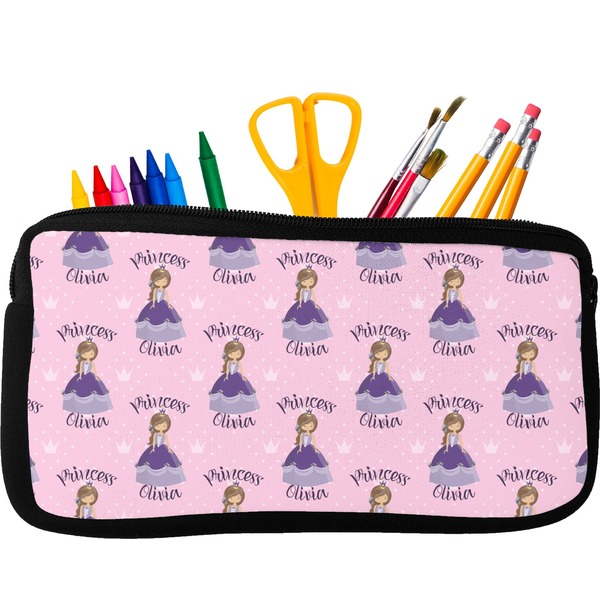 Custom Custom Princess Neoprene Pencil Case - Small w/ Name All Over