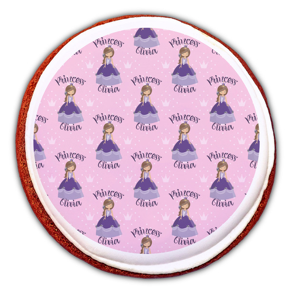 Custom Princess Printed Icing Circle - Large - On Cookie