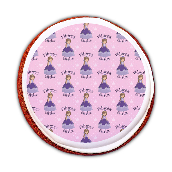 Custom Princess Printed Icing Circle - Medium - On Cookie