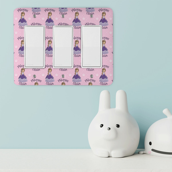 Custom Princess Rocker Light Switch Covers - Triple - IN CONTEXT
