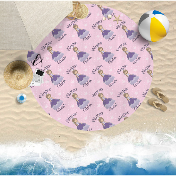 Custom Princess Round Beach Towel Lifestyle