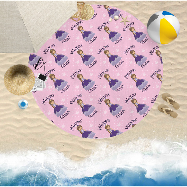 Custom Princess Round Beach Towel Lifestyle