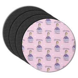 Custom Princess Round Rubber Backed Coasters - Set of 4 (Personalized)