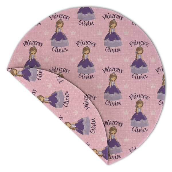 Custom Princess Round Linen Placemats - Front (folded corner double sided)