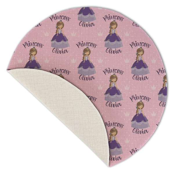 Custom Princess Round Linen Placemats - Front (folded corner single sided)