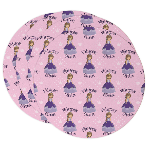 Custom Custom Princess Round Paper Coasters w/ Name All Over