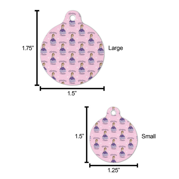 Custom Princess Round Pet ID Tag - Large - Comparison Scale