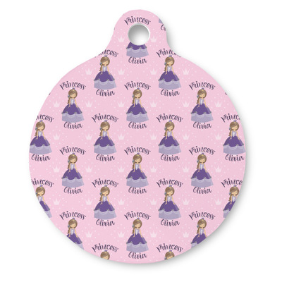 Custom Princess Round Pet ID Tag - Large (Personalized)