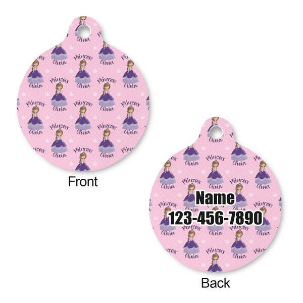 Custom Princess Round Pet Tag - Front & Back