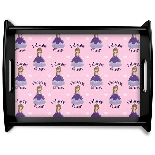 Custom Custom Princess Black Wooden Tray - Large (Personalized)