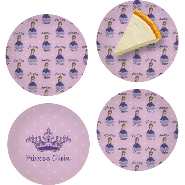 Custom Custom Princess Set of 4 Glass Appetizer / Dessert Plate 8" (Personalized)